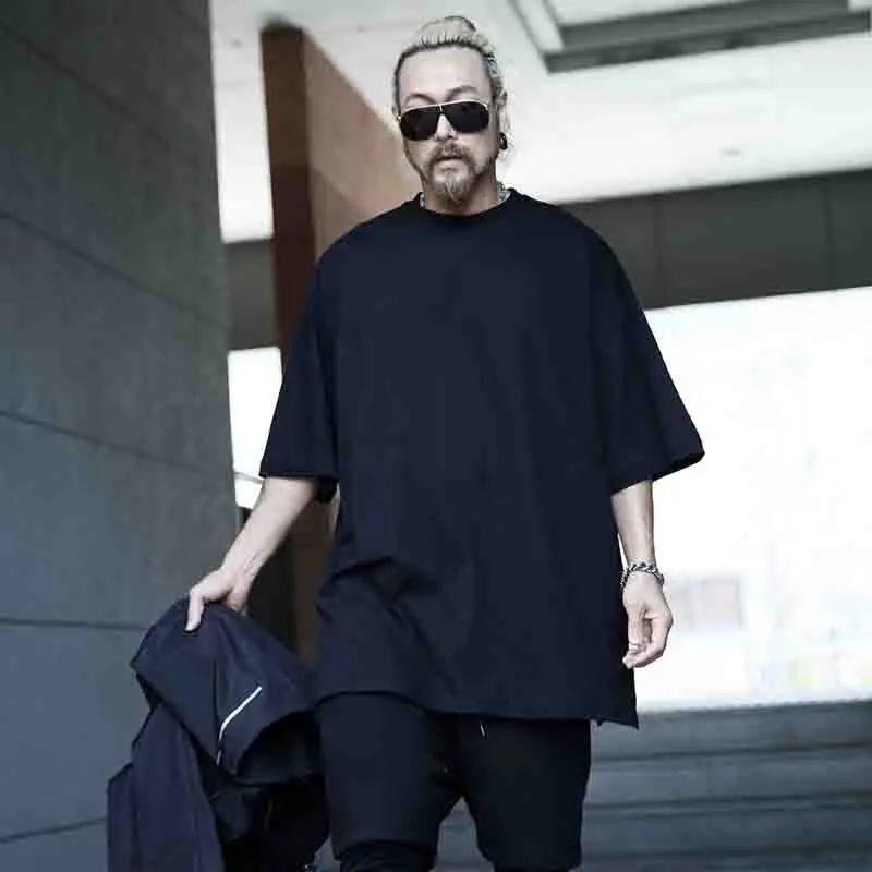 

Футболка мужская однотонная с коротким рукавом, модный тренд в японском стиле, Молодежный красивый черный топ с круглым вырезом, лето