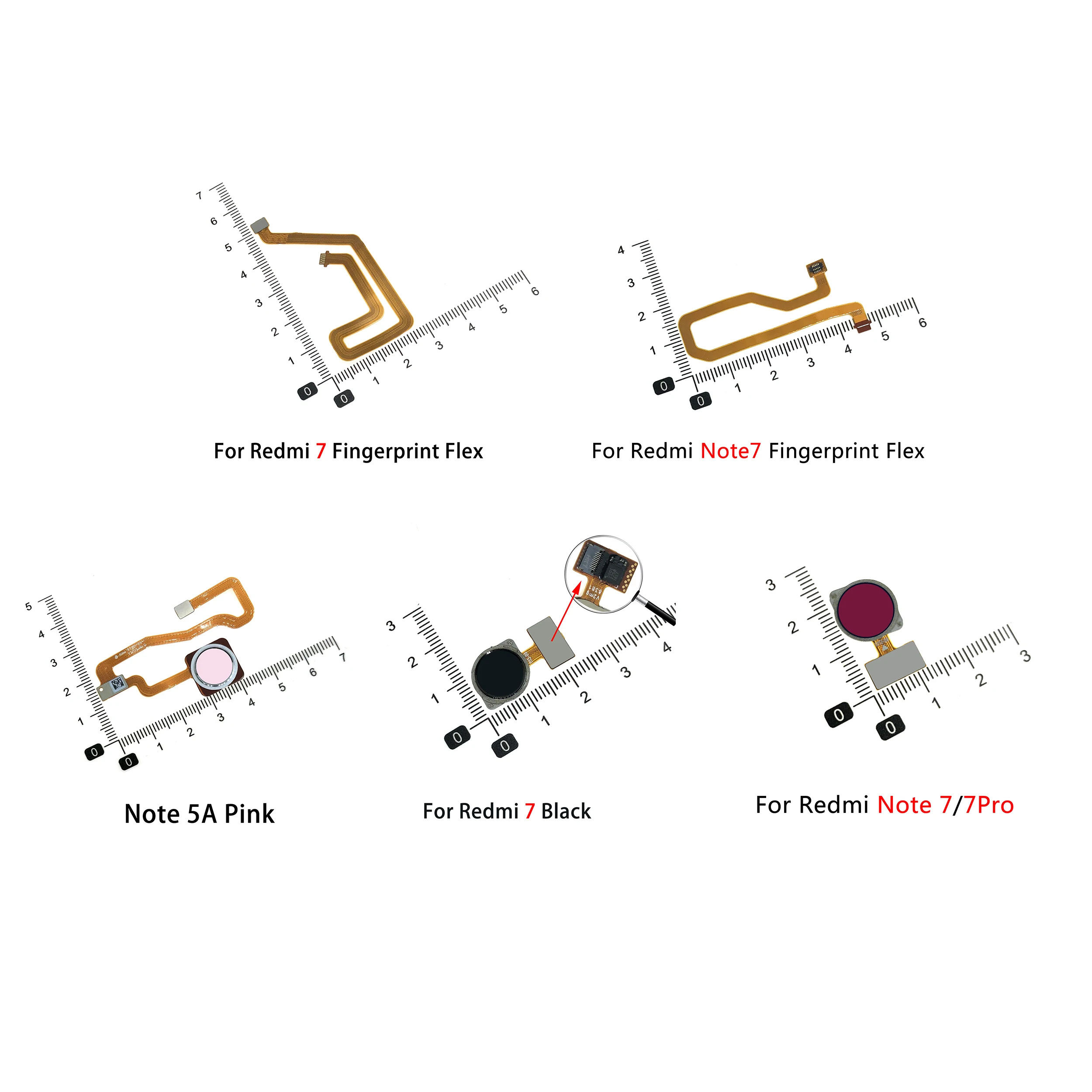 

Fingerprint sensor scanner with flex cable for Xiaomi Redmi 7 note 5A Note7 7pro, home return button replacement parts