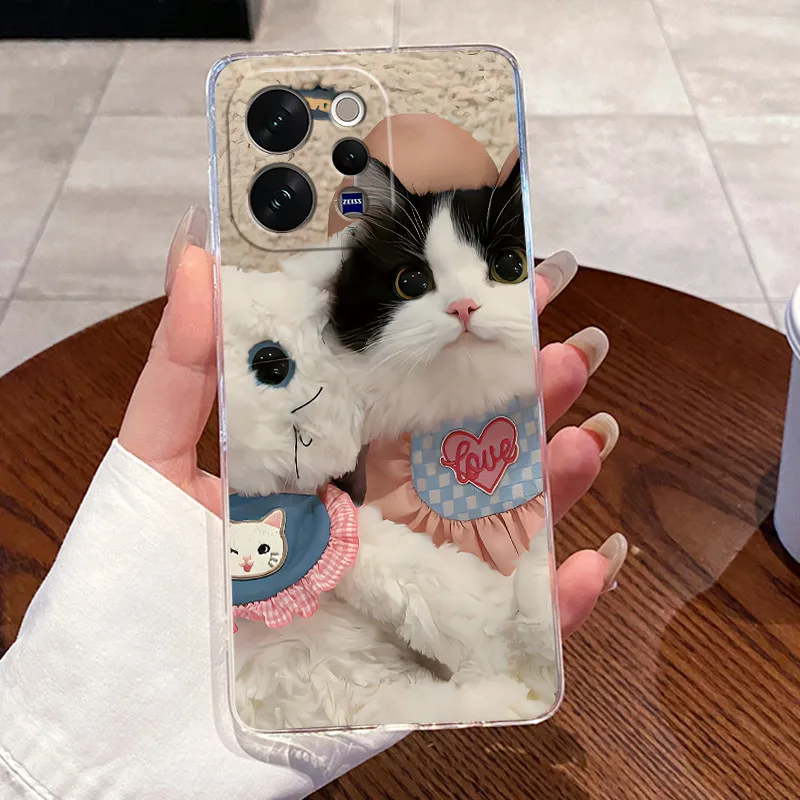 Aesthetic Lovely Cartoon Silicone Phone Case - Transparent Soft Back Cover
