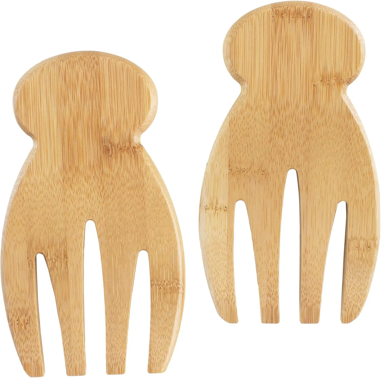 Salad Hands, Set of 2 Bamboo Wood Salad Servers, Great for Tossing and Serving Salad, Pasta and More