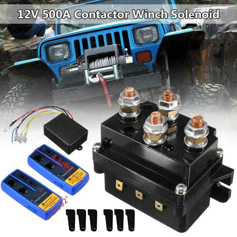 

Universal 12V 500A Winch Remote Contactor Winch Control Solenoid Relay Twin Wireless Remote Recovery Car Accessories B