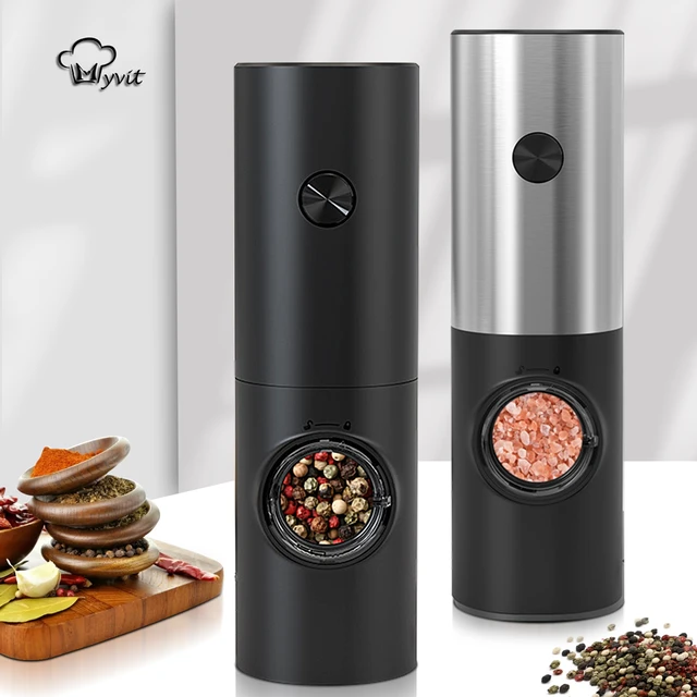 Gravity Electric Salt Pepper Grinder Set Automatic Salt and Pepper Mill  Grinders With LED Light Stainless Steel Operated Grinder - AliExpress