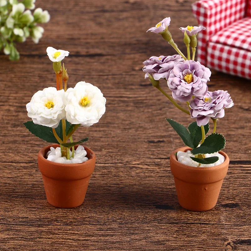 1pc Dollhouse Miniature Mini Flower Potted For Green Doll House Furniture Home Decor Simulation Plants 2