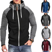 Men's Hoodies Long Sleeve Sweatshirts for Men Zipper Hooded Pullover High Neck Mens Sweatshirt Top Jacket Coat Black Sweater 1