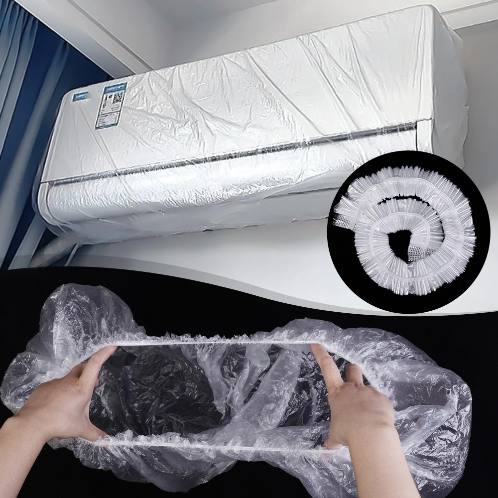 Description Picture 4 of item1/5Pcs 70x145cm Air Conditioner Dust Cover Disposable Indoor Unit Cover Furniture Oven Fan Large Elastic Bag Household Dustproof