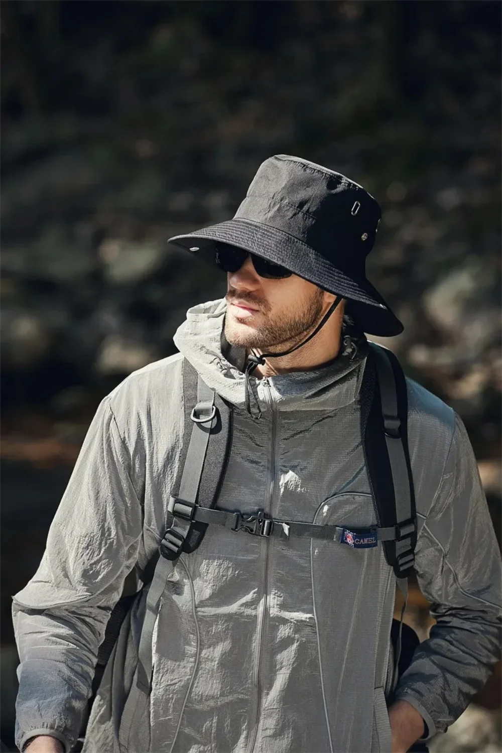 Sonnenhut für Herren, breite Krempe, wasserdicht, UPF50+, UV-Schutz, zum Angeln, Wandern, Camping, Outdoor, leicht, atmungsaktiv, Bucket Hat – Detail 6