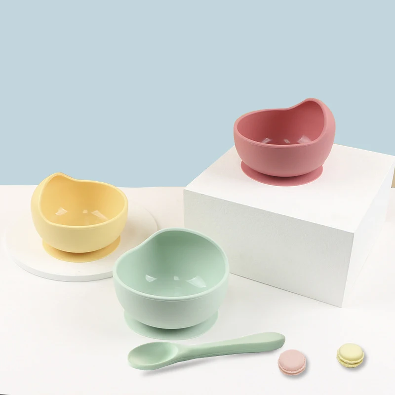 

Baby Silicone Feeding Bowl Tableware Kids Waterproof Suction Bowl with Spoon Children Safe Sucker Dishes Kitchenware Baby Stuff