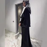 Ensembles musulmans pour femmes, veste, jupes longues, costume, survêtement, manteau, jupe, fermeture éclair, Patchwork, Ensemble Ramadan maroc, tenues de dubaï, 2025 4