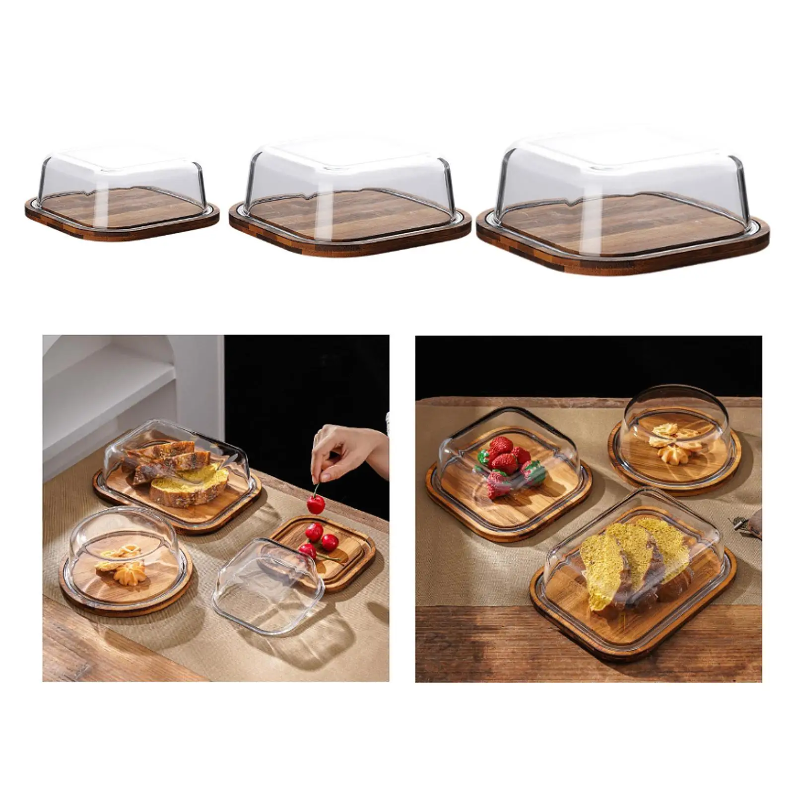 Glass Cover Butter Dish Multifunctional Snacks Tray Dustproof Butter Keeper