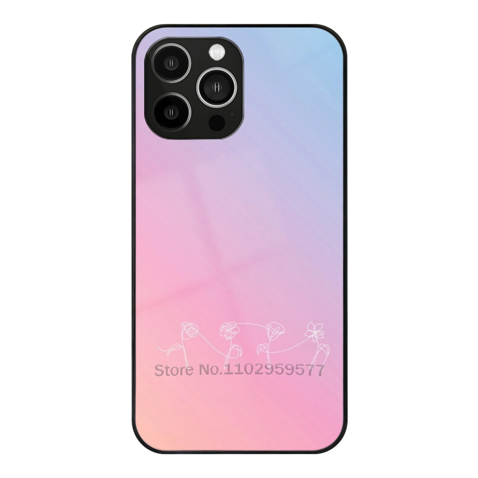 

Love Yourself Her Album Flowers Gradient Background Tempered Glass Case For Iphone 11 12 13 14 15 Pro Max Mini 7 8 X Xr Xs Plus