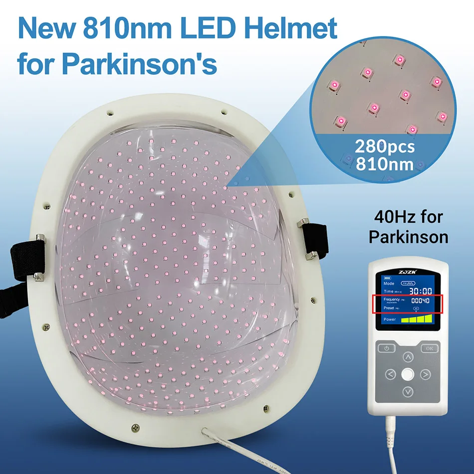 

ZJZK Infrared Led Light 810nm Machine Parkinson Treatment Helmet Much Effective for Brain Degeneration Diseases 1-20000Hz