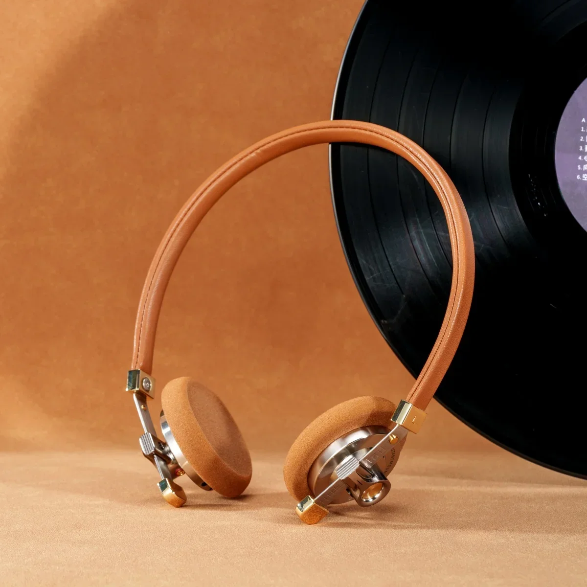 ROSESELSA Distant Mountain Headphone 40mm Diaphragm Driver Wired Classic Retro HIFI Headset Coaxial CNC Lambskin Headband 5