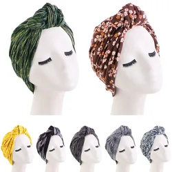 Top Knot Horns Turban Cap Muslim Fashion Hijab Hat Knotted Headscarf Hat Islam Abaya African Head Wrap Women Print Bonnet Chemo