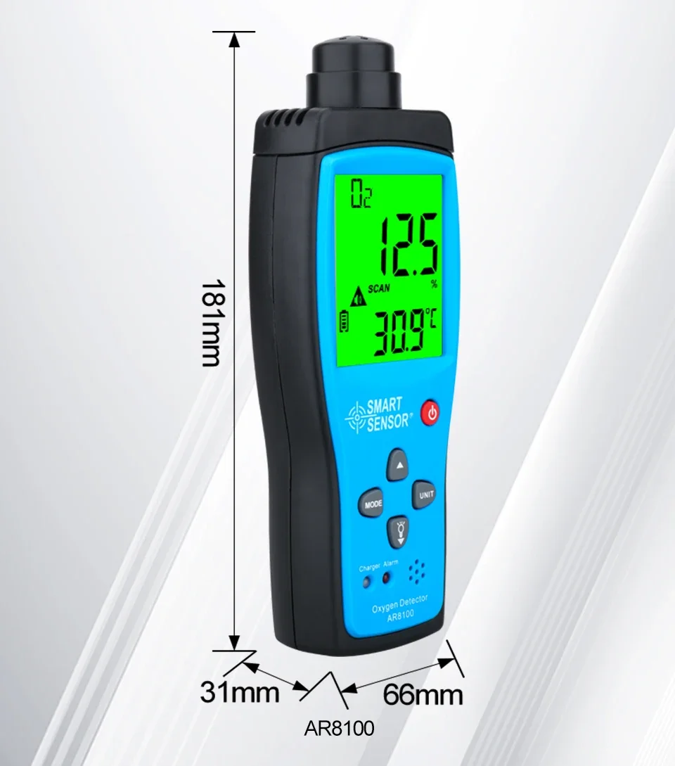 SMART SENSOR AR8100 Air Quality Monitor Gas Meter Handheld Precision O2 Oxygen D