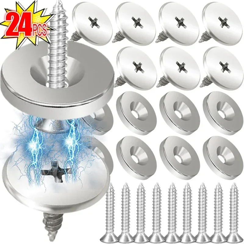 24/1PCS Magnetic Cabinet Catch Cupboard Door Fastener Latch Hidden Closing Catch Closer with Screws for Wardrobe Closet Cabinet