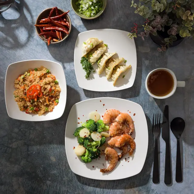 12 Piece Gibson Home Zen Buffetware Set Stoneware Dinnerware White