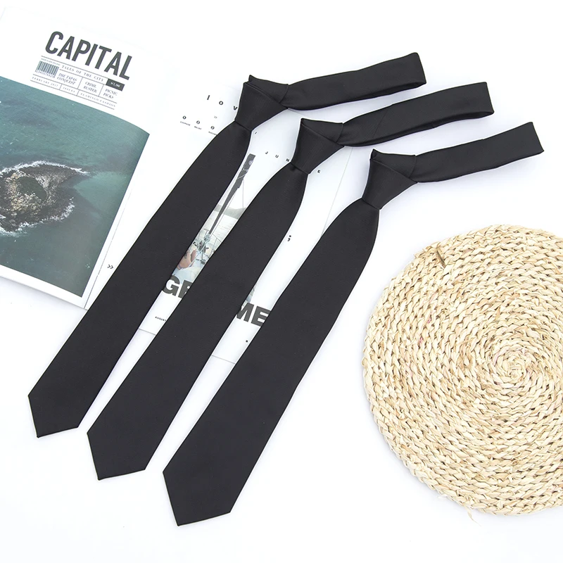 New Classic Black Ties for Men High Quality Women Neckties for Wedding Party Business Adult Neck Tie Casual Solid Accessories