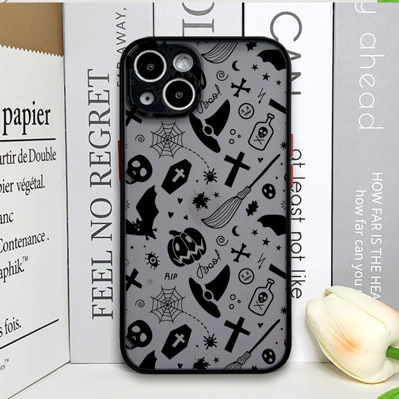 Whimsical Halloween Pumpkin & Ghost Pattern Phone Case Back Cover