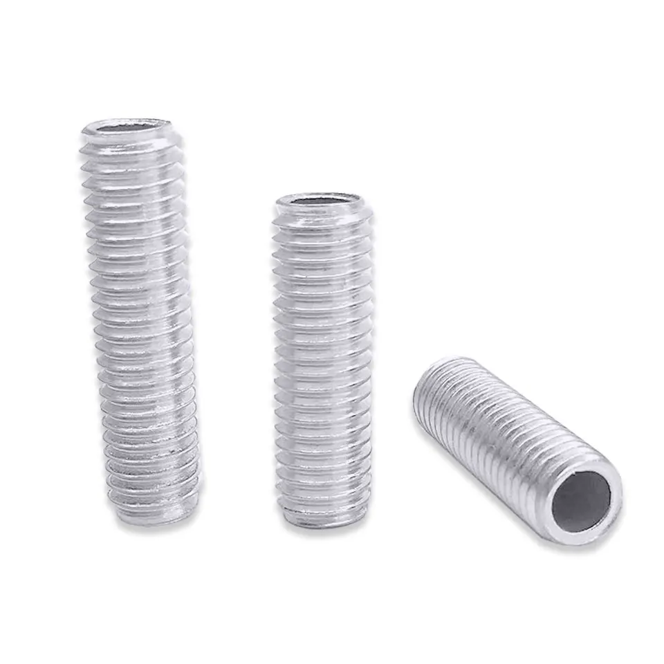 Lamp Screw Bolts 2Pcs M8*1.25mm Full Tooth Tube Lamp Screw Bolts Tooth Tube 8MM Diameter Zinc Alloy Threaded Hollow Lighting Accessories
