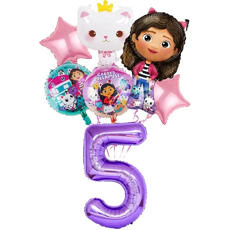 Gabby Dollhouse Cats Birthday Party Decoration Tableware Set Balloons Cups Plates Napkins Backdrop Banner Kids Party Supplies – Detail 29