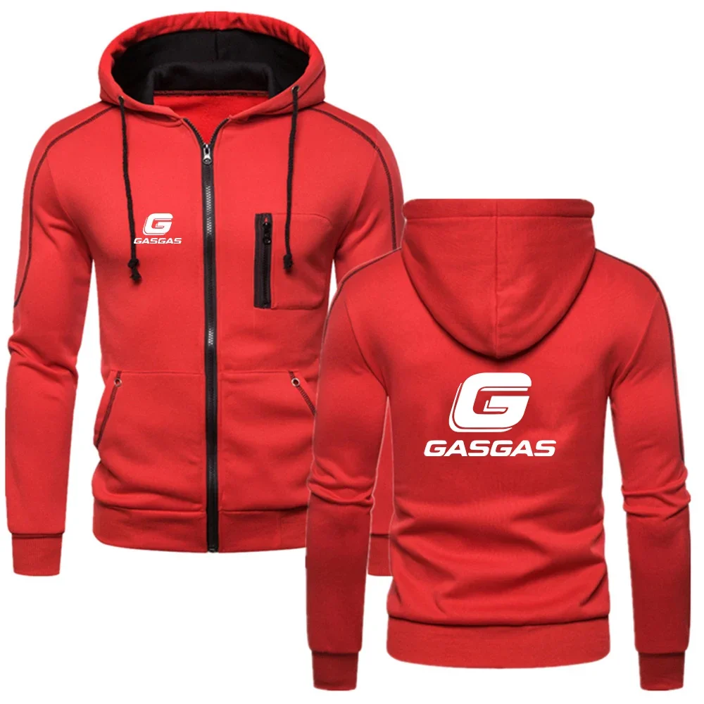 오토바이 GasGas 후드 패션 새로운 남자의 후드 편안한 지퍼 캐주얼 스웨터 솔리드 컬러 양털 후드 자켓