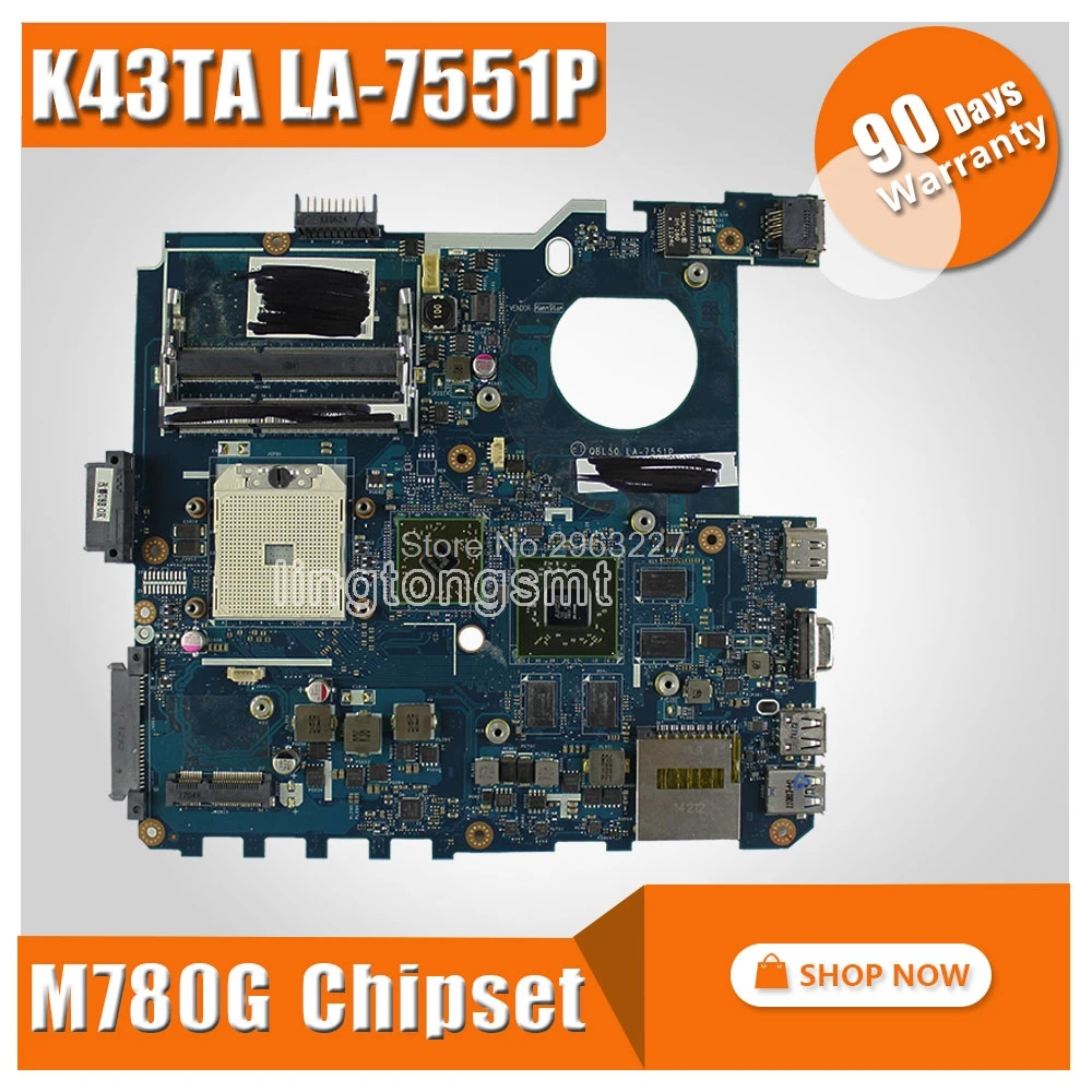 K43TA Motherboard LA 7551P For Asus K43T K43TA K43TK X43T Laptop