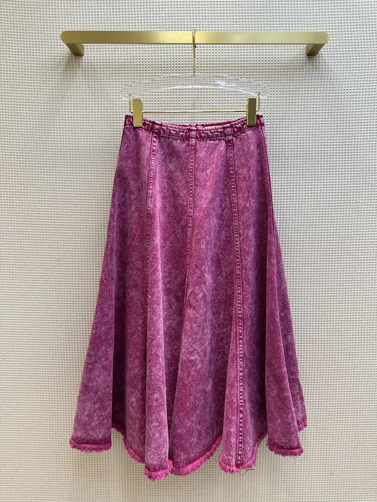 

2023 Spring and summer new tie-dye half skirt wash water process A-line skirt train everything matching denim skirt