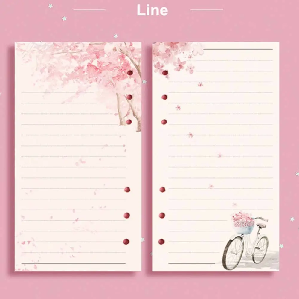 Sakura e Cat Notebook Binder, Recarga de Notebook, Páginas Grade, Insere Papel, A6, 80 Folhas, Folhas Soltas, Páginas Internas