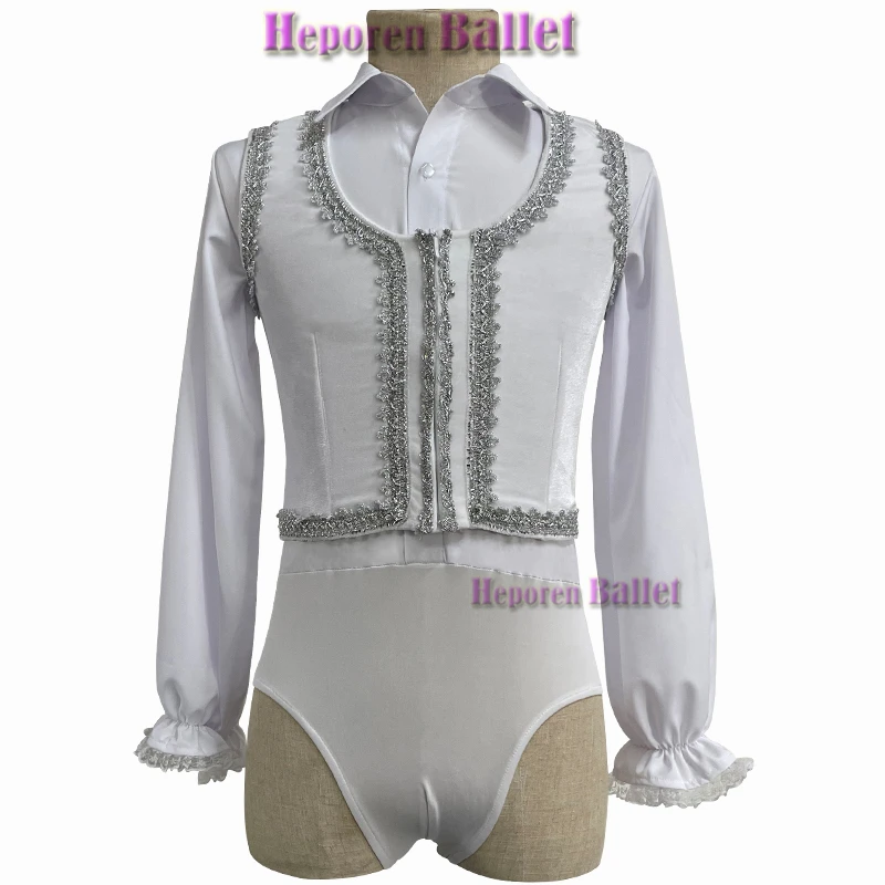 Balletgebelia Mannelijke Variatie Podiumvoorstelling Tweedelige Performance Kostuums, Heren Balletvest En Leotard Jumpsuit