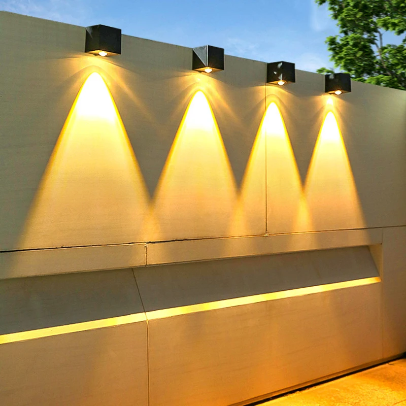 OutdoorSolarWallLightsSquareSolarWirelessWallSconcesLights