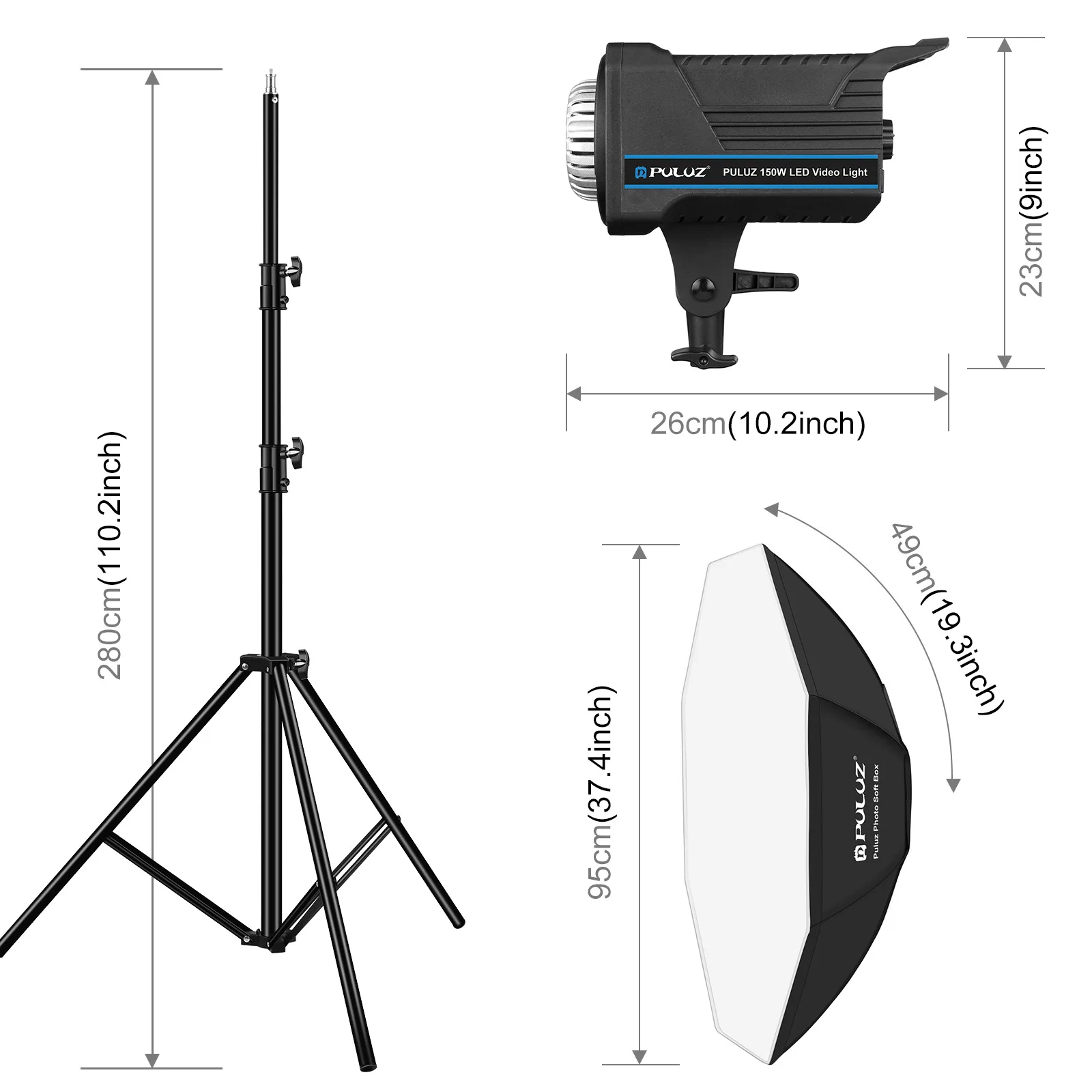 150w Video Studio Constant Current Light Set, 3200K-5600K Studio Strobe Light Set with Softbox Reflector and 2.8m Tripod