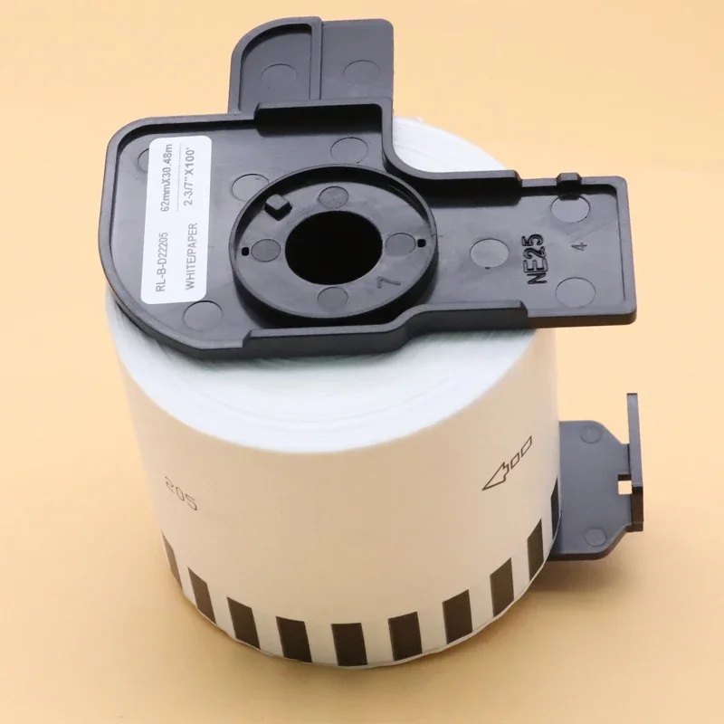 Brother DK-22251 Continuous Label Roll - Black/Red On White Paper, 62mm X 15.24m, Genuine Supplies