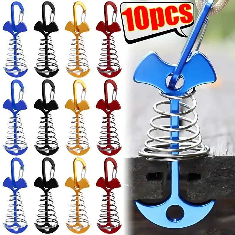 Fishbone Spring Pegs 10/5PCS Spring Fishbone Deck Pegs Tent Stakes Awning Anchor Wind Rope ...