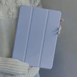 Premium TPU Soft Silicone Trifold Stand Tablet Case with Auto Sleep/Wake Function for iPad Air 13 2024 M2 (Purple)
