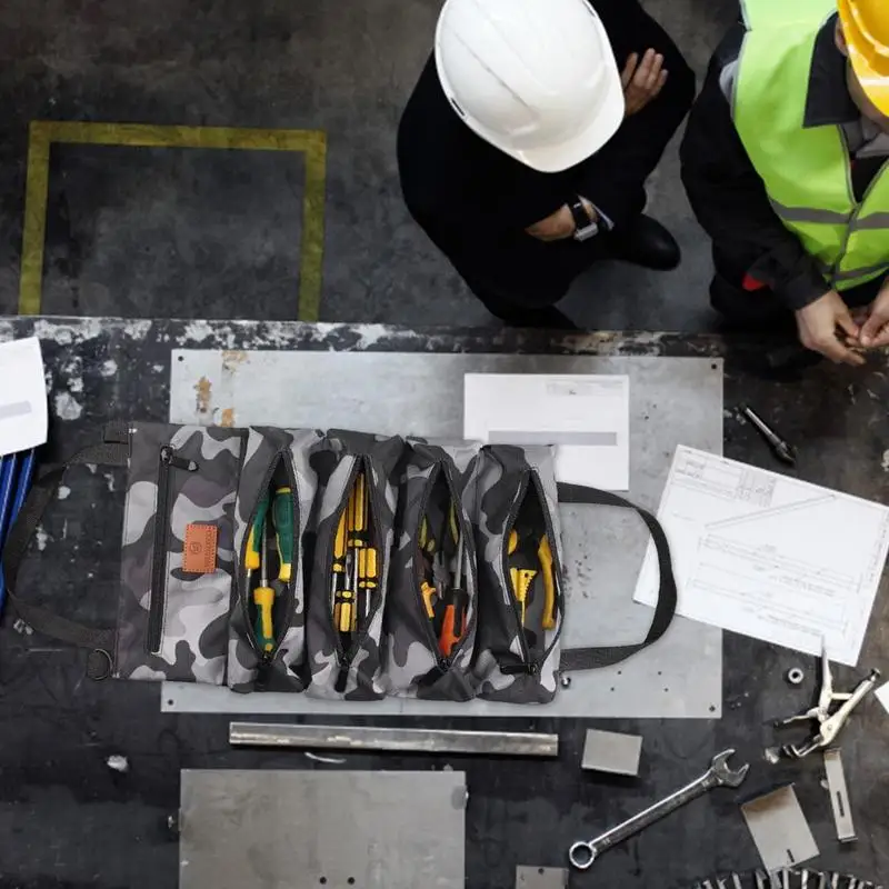 Organizador de rollo de herramientas de alta resistencia, bolsa de herramientas enrollable, organizador compacto, portador pequeño para ingenieros, instaladores