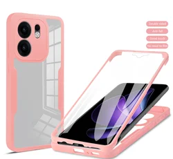 360-Degree Protection Clear Case with Film Screen Protector for Oppo Reno13 5g (Pink)