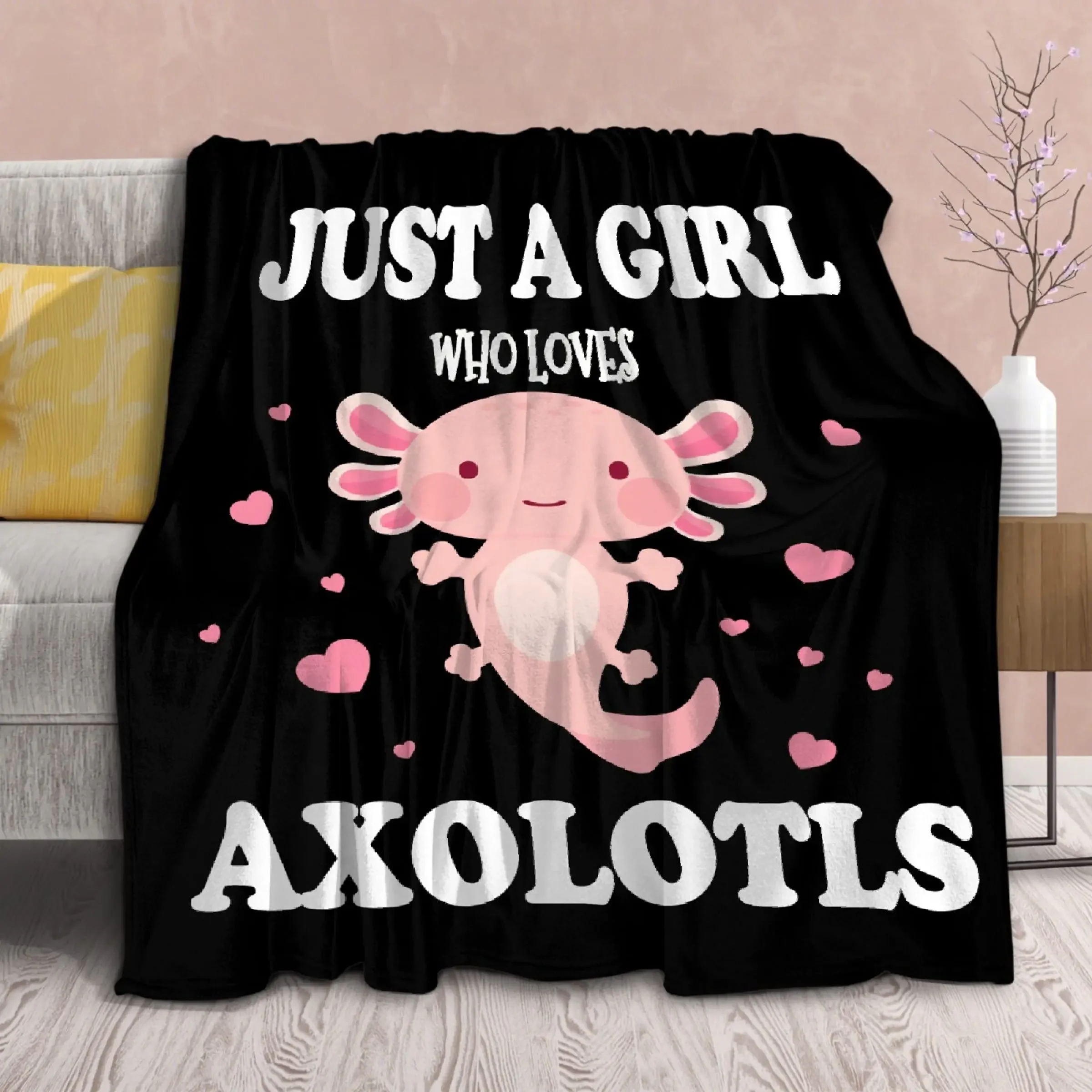 귀여운 Axolotl 플란넬 담요, 부드럽고 따뜻한 봉제 담요, 경량 극세사, 침대 소파 의자 거실 생일 선물