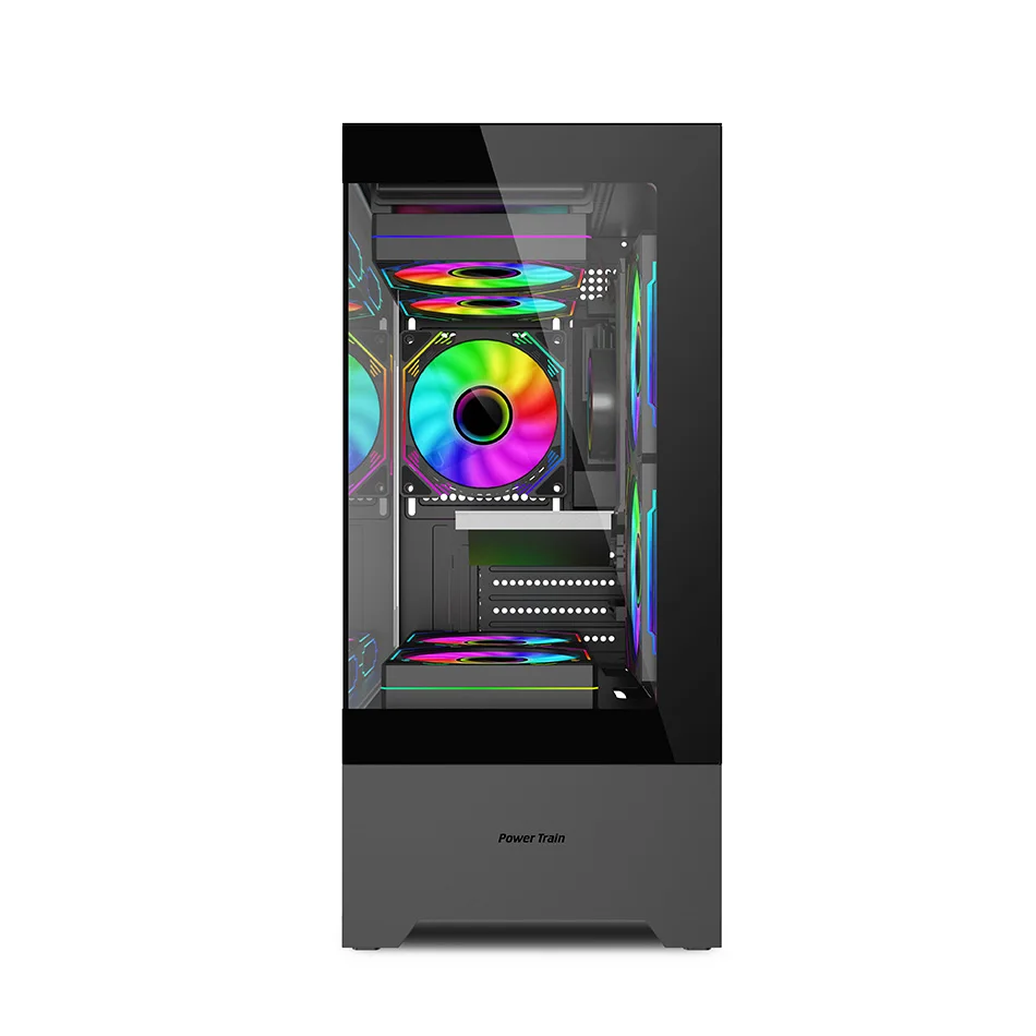 Power Train Illusionary Realm 3 M-ATX Desktop Case Support 350mm GPU 240 Water Cooler Side Transparent Computer Chassis PC Case PC Chassis Computer Chassis Frame