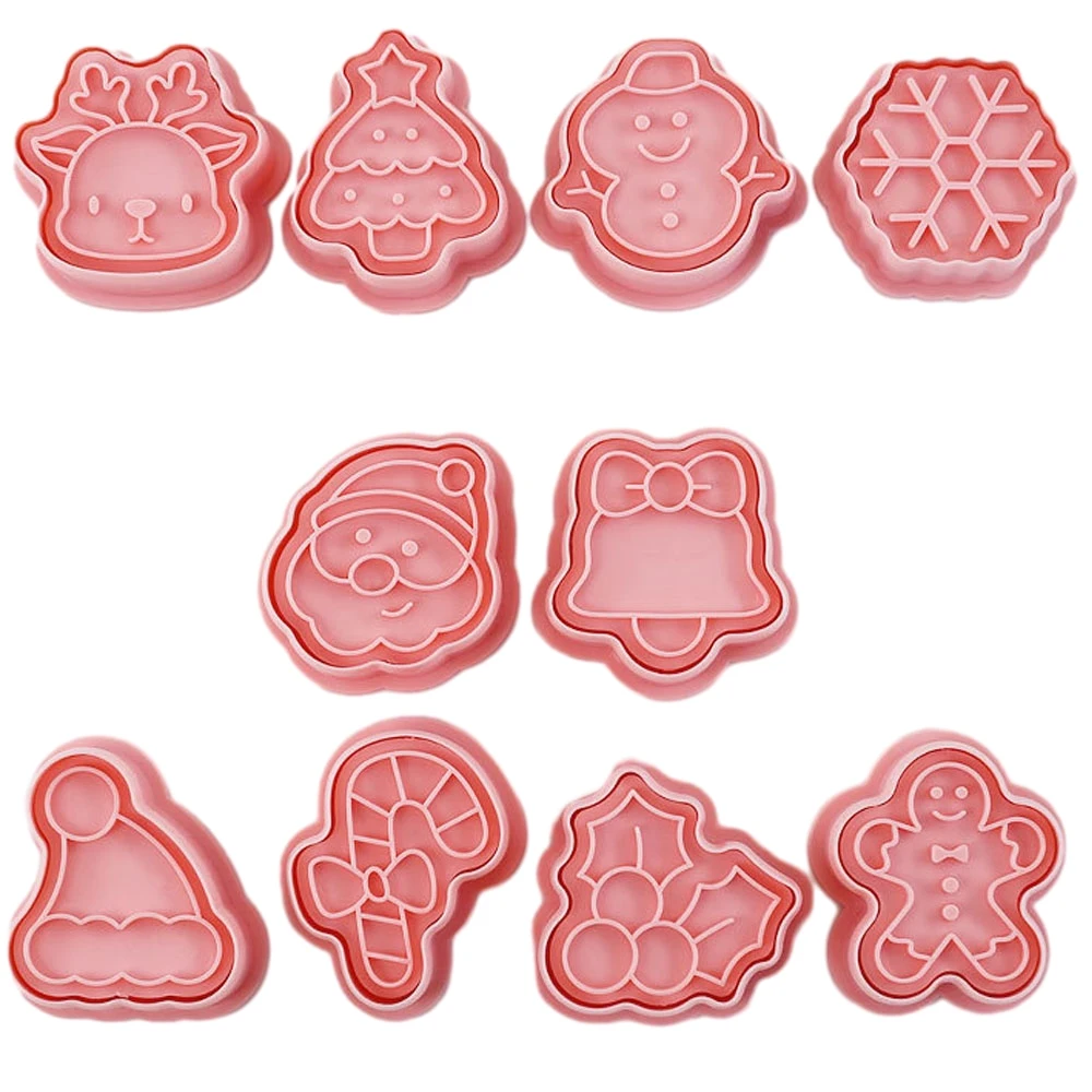 

10PCS/Set Mini Cartoon Christmas Cookie Cutters Embosser Stamp Cookie Cutter Fondant Cake Decorating Tools Party Baking Supplies