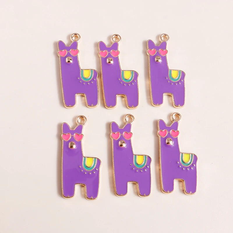 Duarte 20 Teile/los Cartoon Tier Alpaka Charms Emaille Pflanze Kaktus Charms Anhänger für Schmuck Machen DIY Halsketten Ohrringe Geschenk – Detail 8