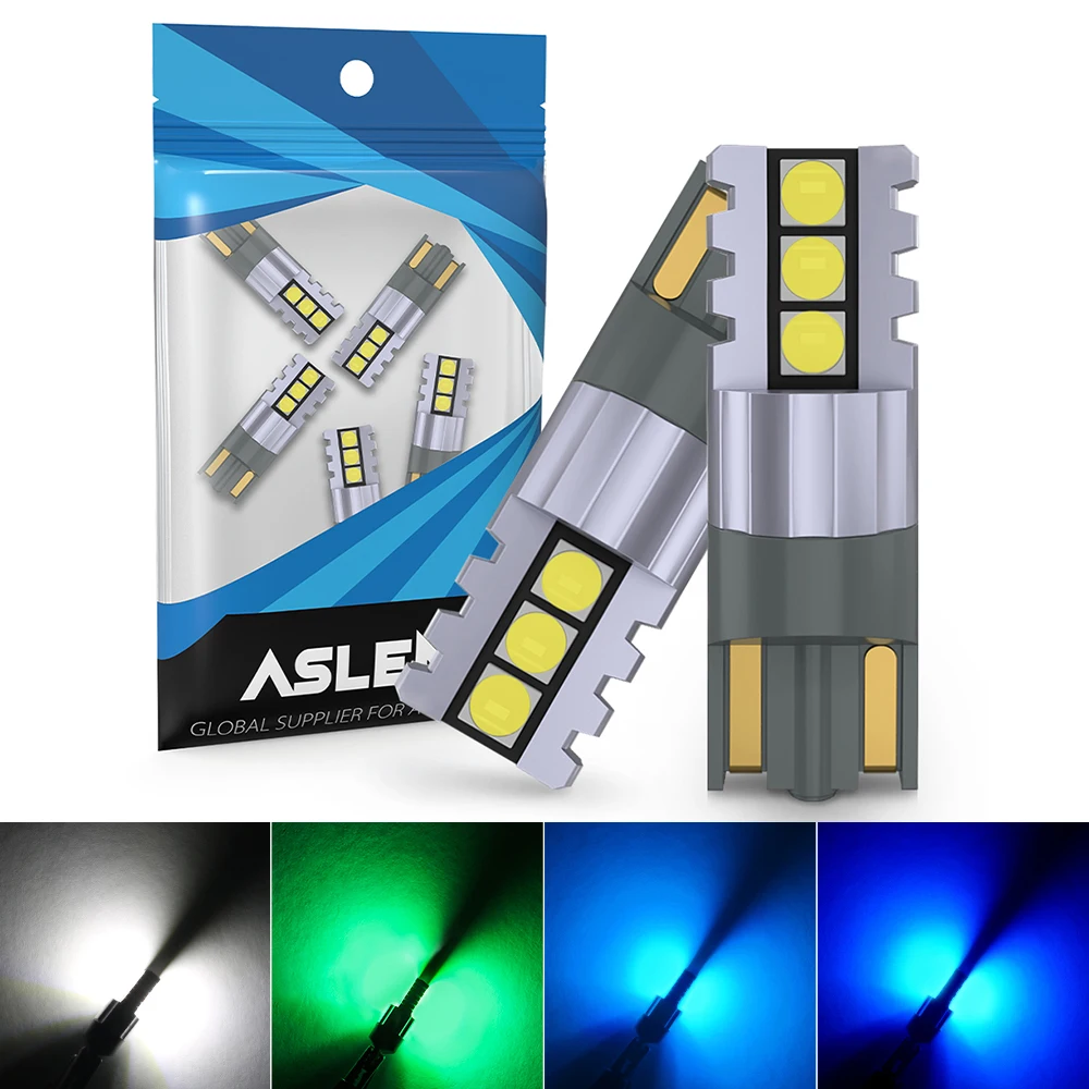 

2Pcs T10 LED W5W LED Lamp 3030 SMD 168 194 2825 Bulb for Car Number License Plate Light Interior Dome Light White Blue Yellow