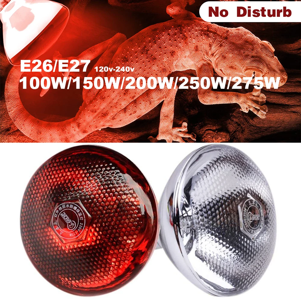 Reptile Heating Lamp Reptile Light Bulb Reptile Lamp Bulb Heating Lamp Bulb Poultry Heating Bulb Reptiles Feeding Lighting Infrared Heating Lamp Bulb Suitable for Reptiles Plants Pets Livestock Poultry Accessories