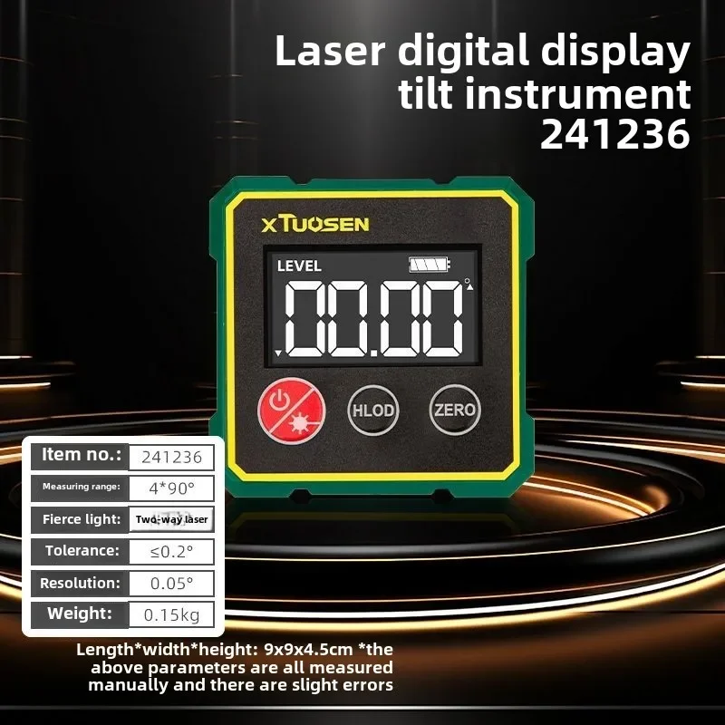 High precision digital inclinometer box, electronic level tool, laser level, dual axis angle measuring instrument