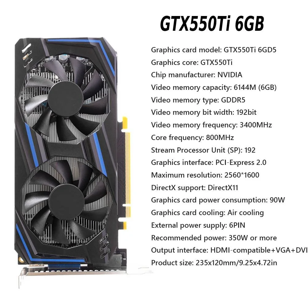 video card for gaming pc GTX550Ti 6/4GB GDDR5 GTX750Ti PCI-Express 2.0 NVIDIA PCI-express2.0 Computer Graphic Card Gaming Graphic Cards with Cooling Fans graphics cards computer Graphics Cards