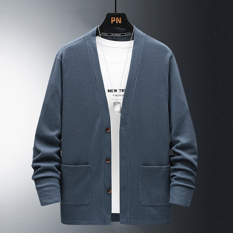 

Autumn new men's plus-size casual sweater 8XL 7XL 6XL 5XL fashion V-neck pocket cardigan Joker loose knit sweater