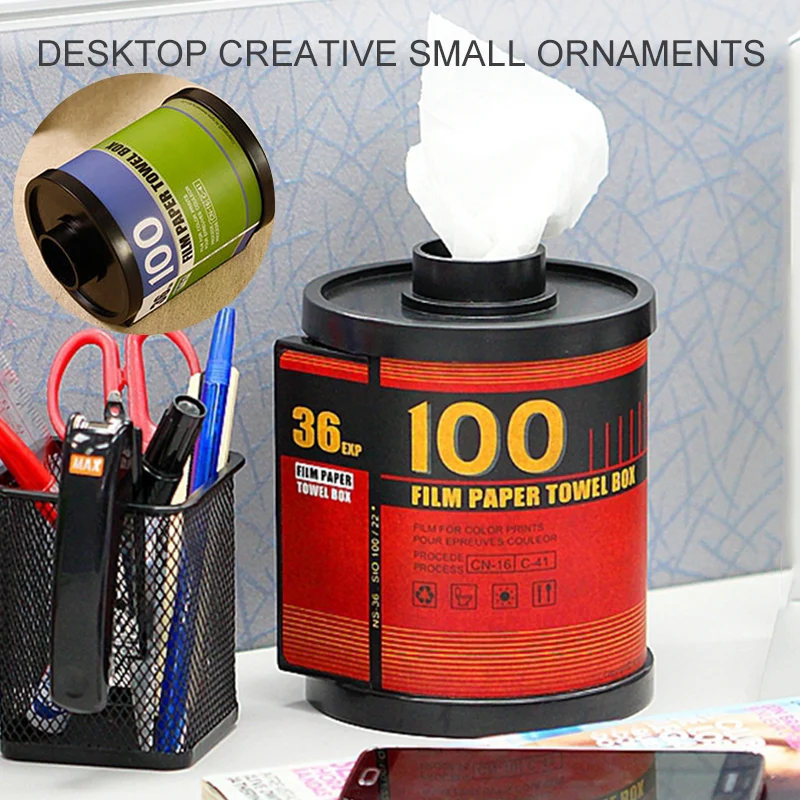Creative Film Tissue Box Plastic Retro Roll Paper Box Desktop Table Napkin Case Bathroom Toilet Paper Holder Storage Decoration 2