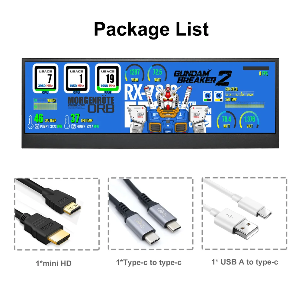 Wisecoco 14インチ 3840x1100 4Kタッチスクリーン ストレッチバー