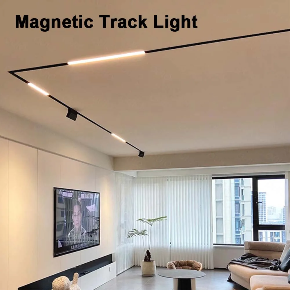 Modern DC48V  LED Magnetic Track Light Grille Flood Lamp Embedded Flexible Linear Fixture LED Spotlight Ceiling Indoor Living 3