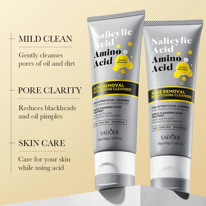SADOER Amino Acid Facial Cleanser Deeply Cleansing Oil Control Moisturizing Brightening Blackhead Removal Wash Foam Cleanser 4