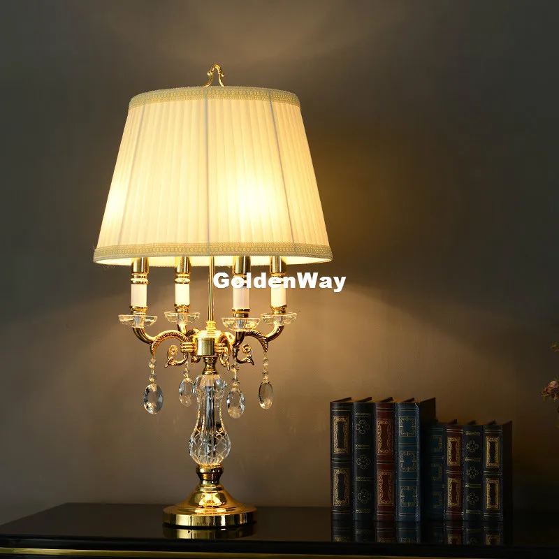 

European Modern Newly D40cm H75cm LED Golden Alloy Crystal Table Light Desk Light Wedding Candelabra for Table Lamp AC Lighting